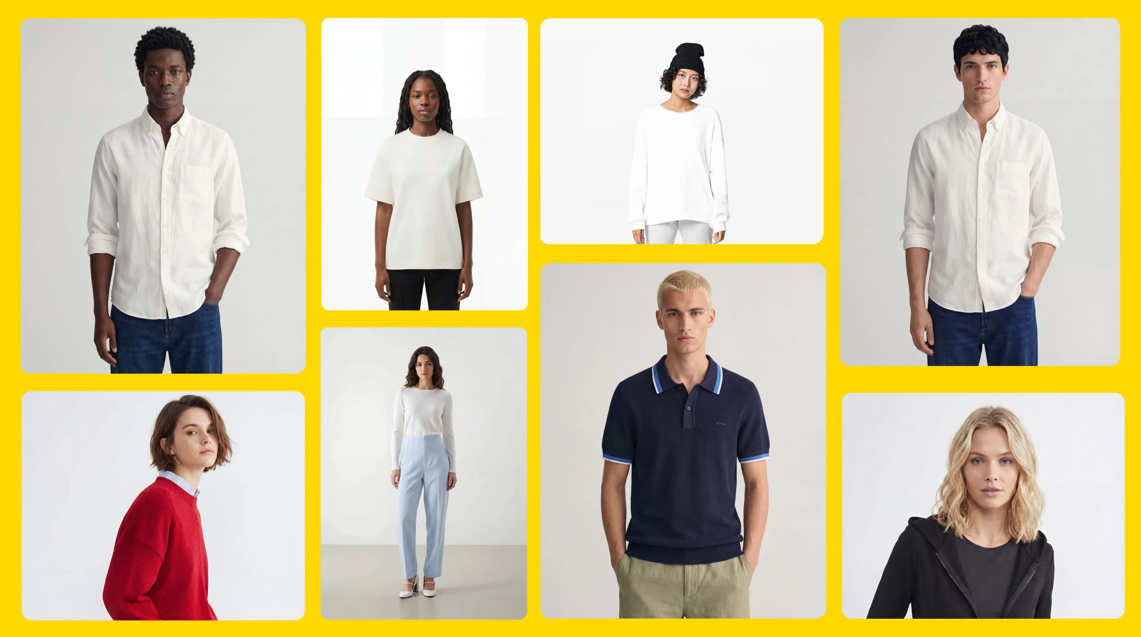 The same AI generated fashion model appearing consistently across three different outfits