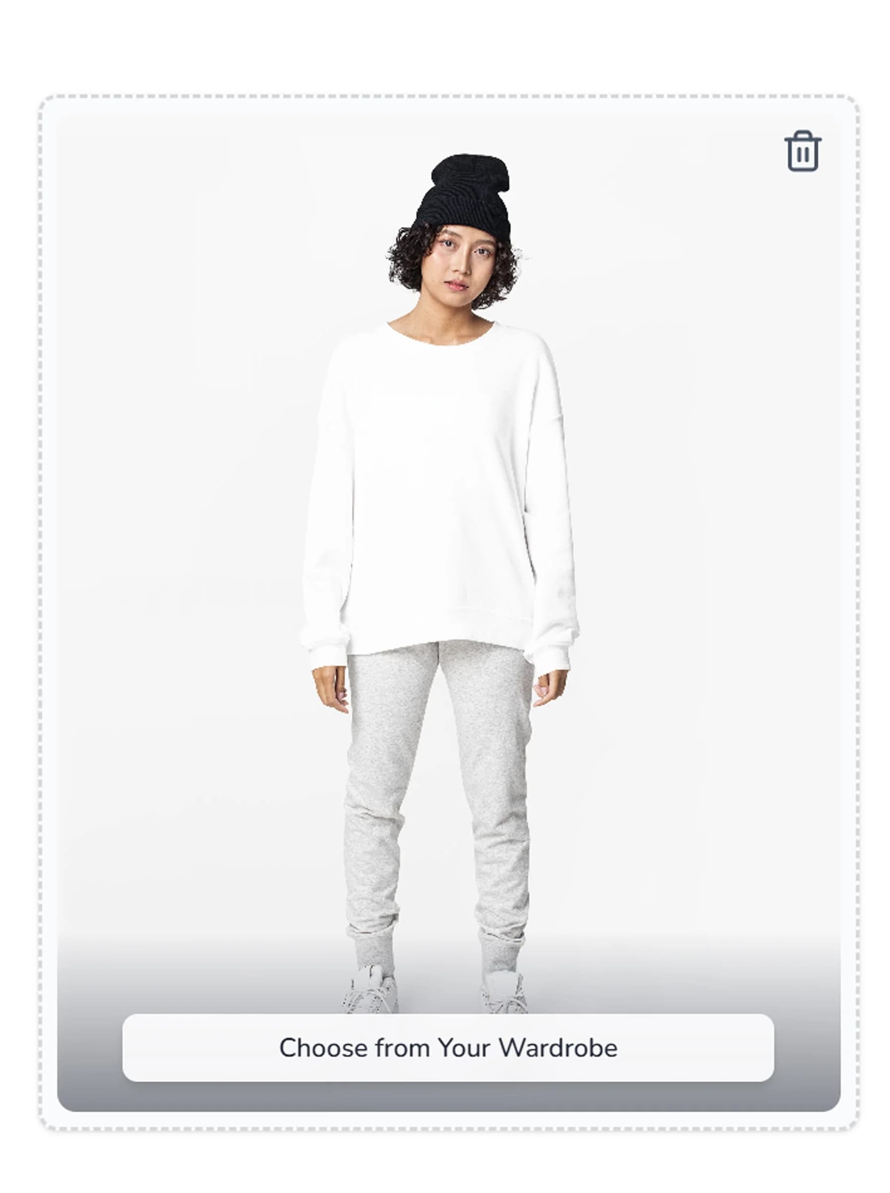 A customer using AI to virtually try on clothing online